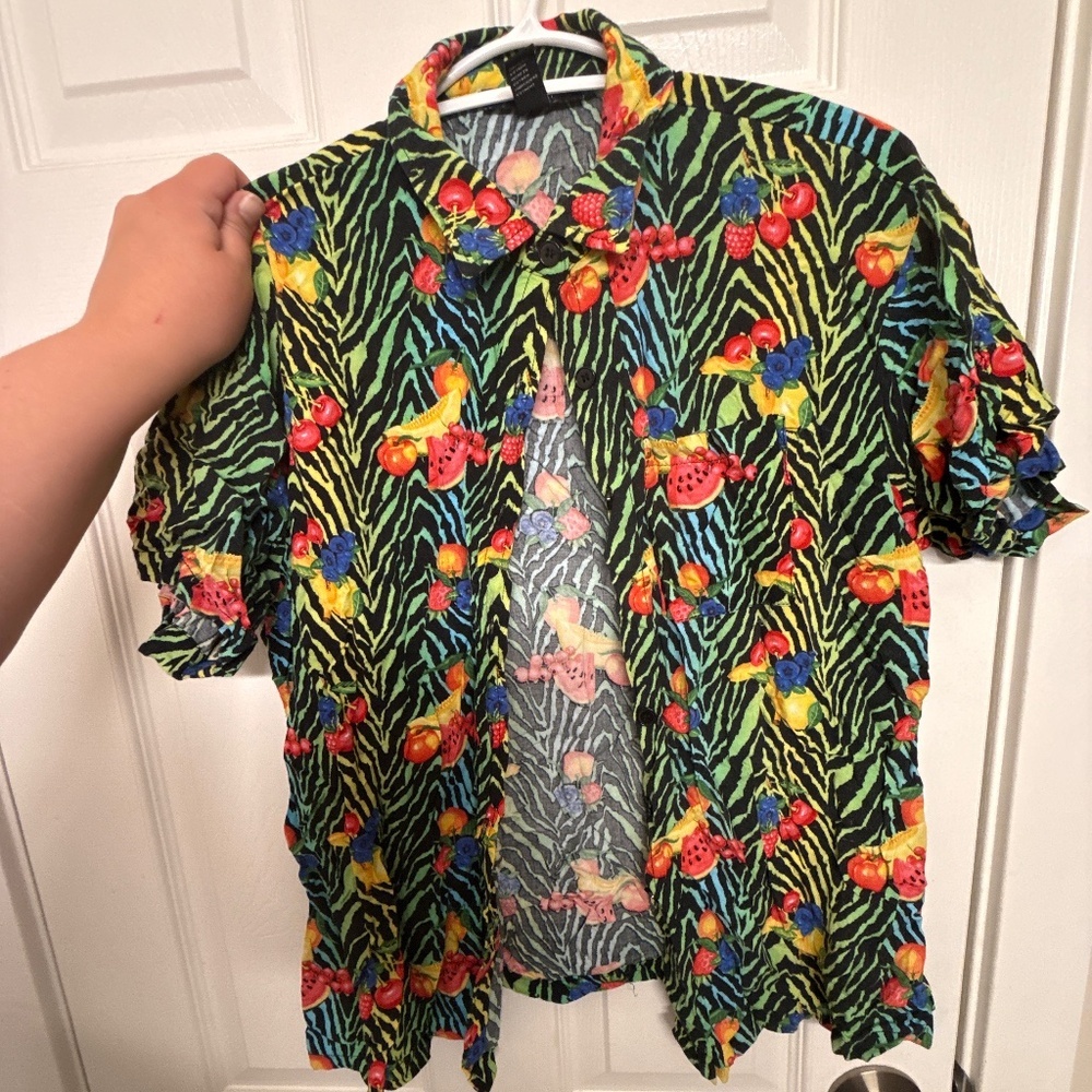 Forever 21 rainbow fruit zebra shirt